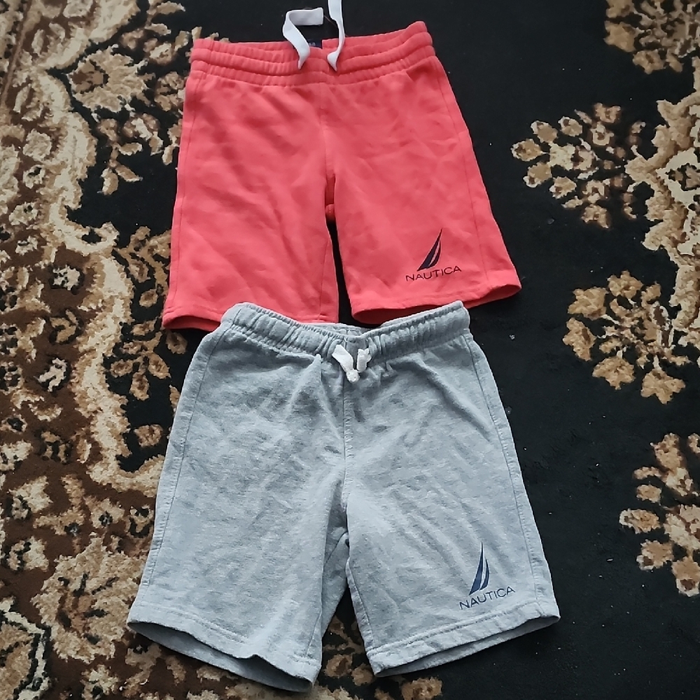 2 FOR 1 BUNDLE! Nautica Kids' Shorts - Coral and Gray; Large (6)